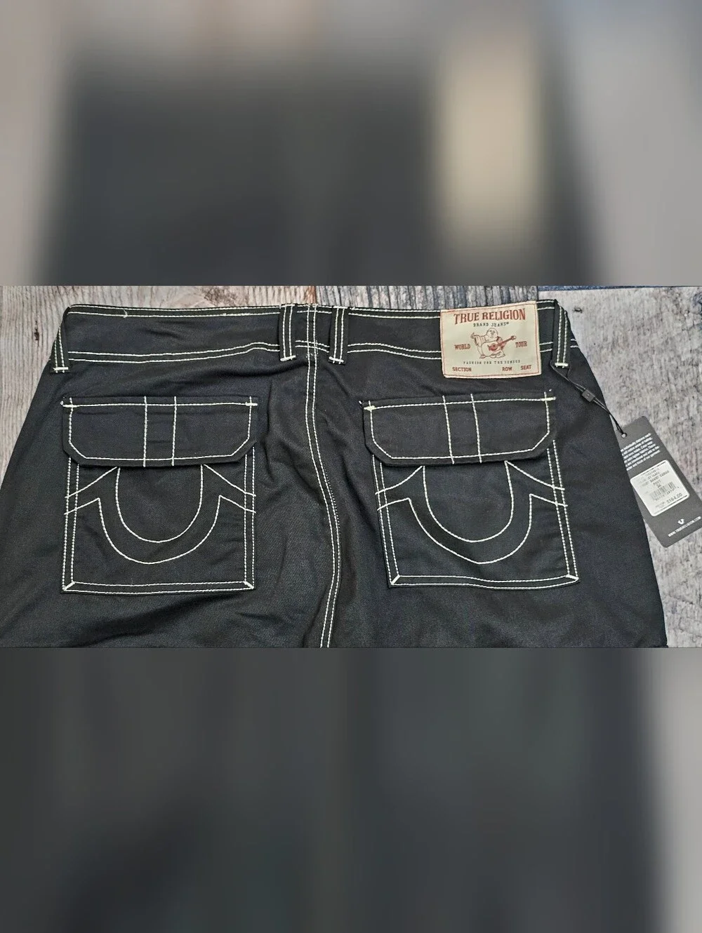 True Religion Bobby Baggy Cargo Pants Jet Black Men’s Size 34x30 700248 NWT